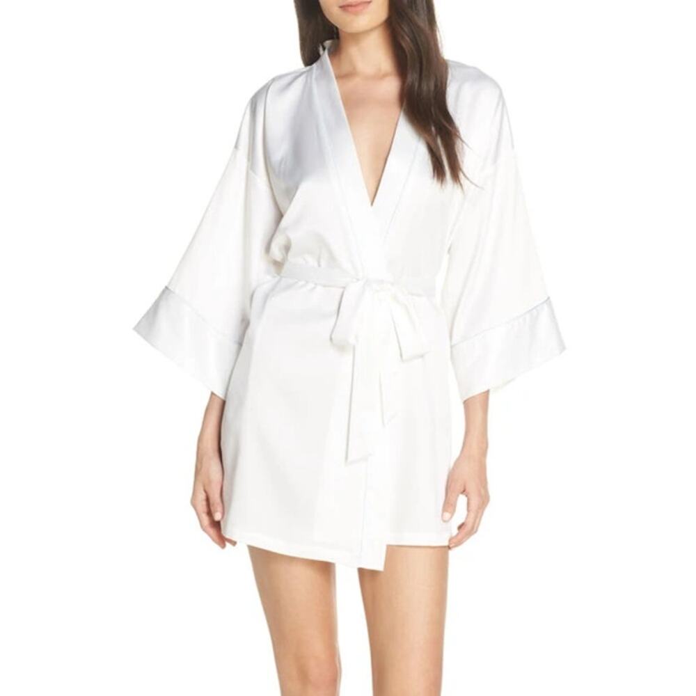 New ~ IN BLOOM BY JONQUIL ~ The Bride Satin Wrap Robe Size L